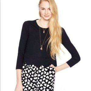 Kate Spade New York Womens 8 Ivory Ponte Knit Scalloped Hem 3/4 Sleeve B…